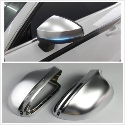 2PCS Rear View Mirror Cover For Audi Q3 RSQ3 A3 S3 RS3 A4 A5 A6 B8 Replacement Silver Chrome Exterior Door Window Rearview Caps