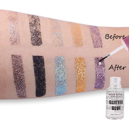 MISS ROSE 1 pcs Eyeshadow Lips Body Primer Shimmer Pigment Eyes Sequins Fixed Primer Transparent Gel Eyes Face Makeup Glue TSLM1