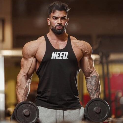Muscl Men Bodybuilding cottonTank Tops I-shaped vest Gym Workout Fitness Sleeveless shirt Running Stringer Singlet Male clothing