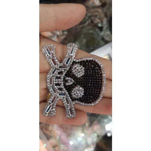 Skull pointback rhinestones patch fixing rhinestones hot fix rhinestone transfer motifs iron on applique for shirt bag