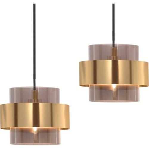 Indoor pendant lights living room kitchen dinning table pendant lamp color glass gold plating metal ring led lighting fixtures