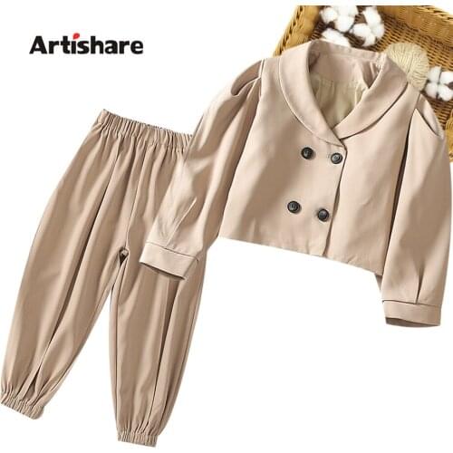Girls Cargo Clothes Solid Color Tracksuits For Girls Jacket + Pants Costumes For Girls Spring Autumn Costumes For Children