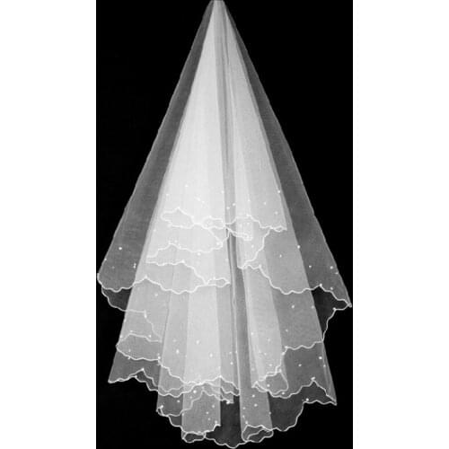 One Layer Lace Edge Wedding Veil Red White Short Bridal Veil Wedding & Events Bridal Hair