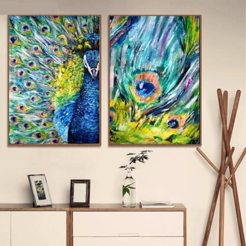 Peacock Watercolor Luxury Artwork Wall Art Canvas Painting Poster For Home Decor Posters And Prints Unframed Decorative Pictures