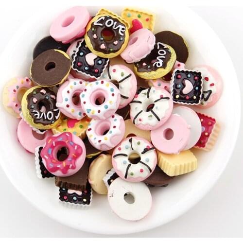 20PCS Resin Cake Flatback Flat Back Convex Round DIY Resin Craft Ornament Resin Cream Bread Food Home Decoration