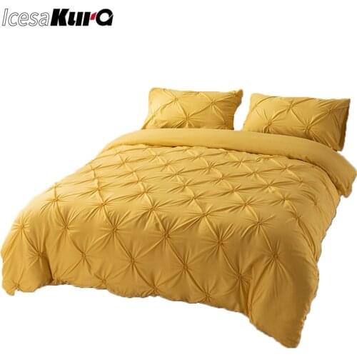 Craftsmanship Plain Solid Color Quilt Cover Pillowcase Bedding 3D Three-dimensional Three-piece Suit