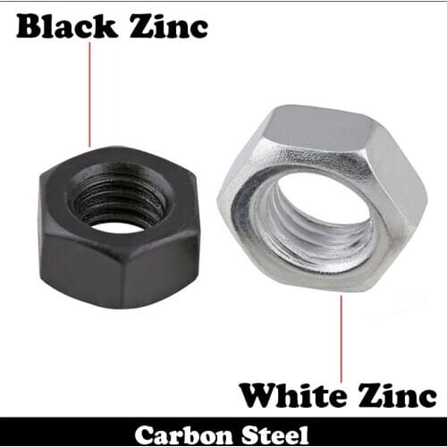 M2 M2.5 M3 M3.5 M4 M5 M6 M8 M10 White Black Zinc Carbon Steel DIN934 Hexagonal Nuts Full Metric Thread Hex Hexagon Nut