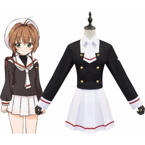CardCaptor Sakura Cosplay Costume KINOMOTO SAKURA DAIDOUJI TOMOYO School Uniform Woman Girls Full Set Sailor Suit Outfit Clothes