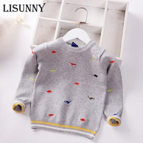 Boys Sweater Pullover 2021 Autumn Winter England Style Cartoon Embroidery Kids Children Baby o-Neck Sweater Toddler Clothes 2-7y