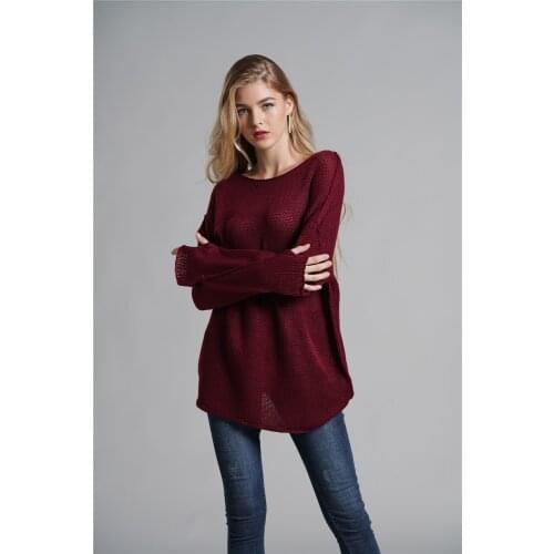 Office Lady Commuter Flarge Size Off-the-shoulder Solid Color Sweater Female Winter Sweater