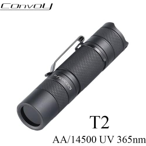 UV Flashlight Convoy T2 with UV 365nm Led Linterna AA/14500 Battery Flash Torch Ultraviolet Fluorescent Agent Detection Light