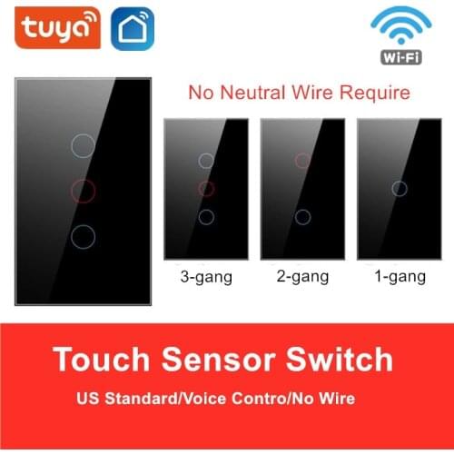 Smart Touch Switch US Standard White Crystal Glass Panel Light Sensory Switch Wall Lamp Touch Switches LED Backlight Smart Home