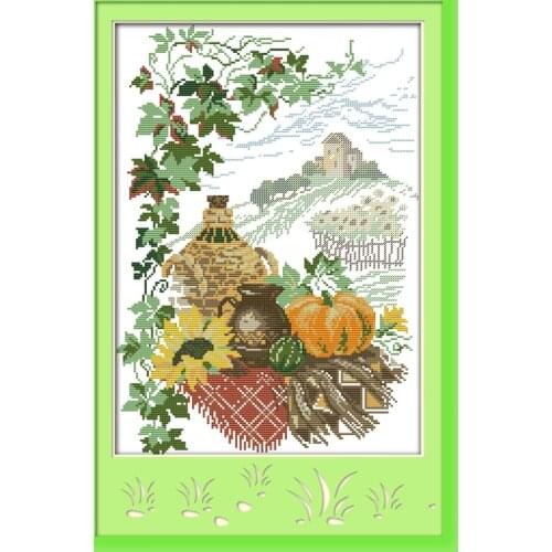 Harvest season cross stitch kit landscape14ct 11ct count printed canvas stitching embroidery DIY handmade needlework