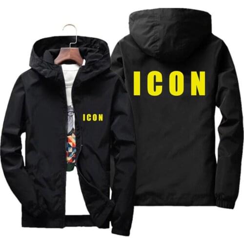Hooded Icon Street Windbreaker Mens Windbreaker Skin Casual Spring Autumn Casual Street Sports Jacket Clothing Large Size 7XL