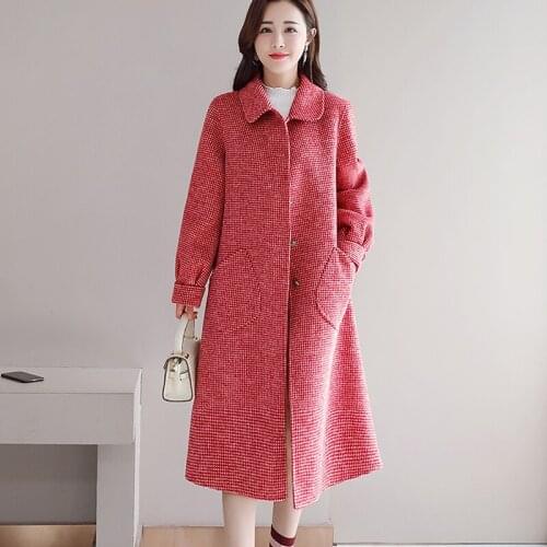 Pink Wool Blend Coat Woman 2021 Fall Winter Korean Fashion Long Woolen Jackets Female Overcoat Chaqueta Mujer Abrigos Para Mujer