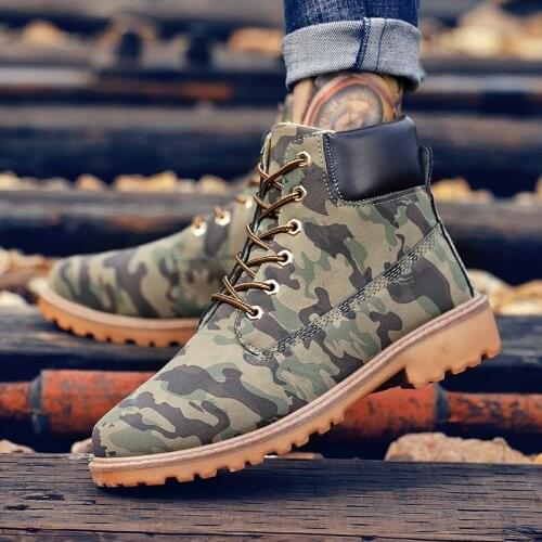 Winter Ankle Boots Men Casual Shoes Outdoor Autumn Leather Waterproof Work Tooling Mens Boots Warm Military Army Botas NanX503