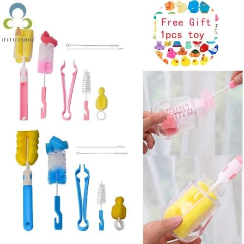 1Set Baby Bottle Brush Sponge Baby Bottle Cleaning Brush Pacifier Brush Stainless Steel Straw Brush Baby Bottle Brush WYW
