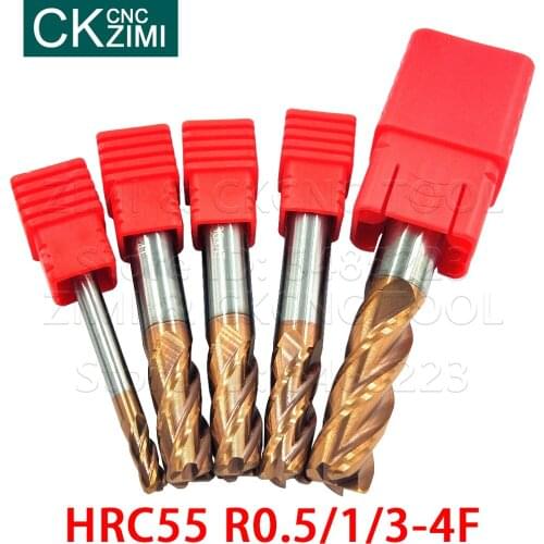 1P R0.5 R1 R3 4mm 6mm 8mm 10mm 12mm HRC55 HRC60 HRC65 4F 4Flutes End mills Round nose Milling Cutter Metal milling Cutting Tools