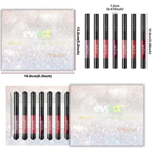 7colors/set Diamond Double Lip Glaze Creative 2in1 Lip Liner Lip Gloss Long Lasting Waterproof Shiny Lipplumping Lip Makeup