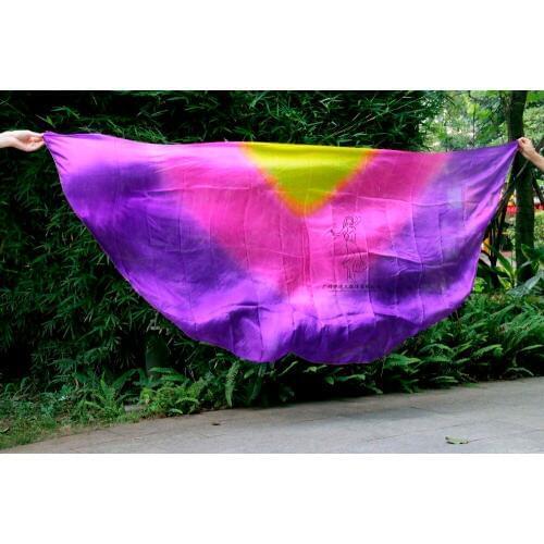 2016 design 100% real silk belly dance veil, cheap dance veils, semicercle veil wholesale 250*114cmYellow Rose Purple