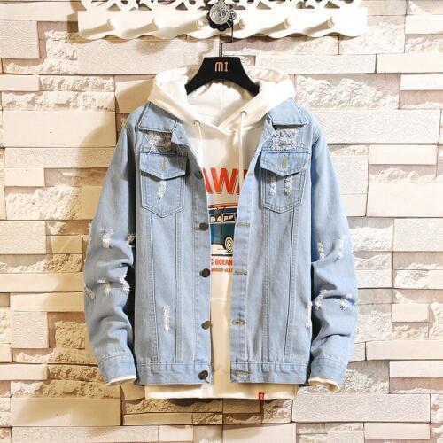 2019 mens New fashion Denim streetwear Jacket Clothes Male Cowboy slim fit blue color Coats Cardigan casual outerwear M-3XL