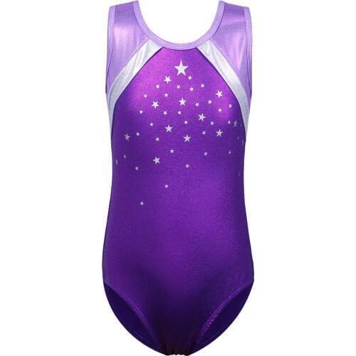 BAOHULU Girls Ballet Leotard One-Piece Sleeveless Gymnastics Leotard Children Star Dot Practice Performance Dance Bodysuit