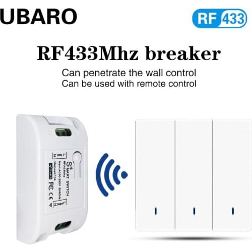 UBARO 433Mhz RF Wireless Remote Switch Module Breaker For Light On/Off Plastic Panel Led Indicator Controller Ac90-250V 10A