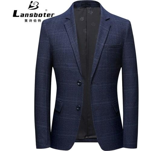 Top Quality Blazer Men Spring British Stylish Two Buttons Slim Fit Business Suit Jacket Men Masculino Blazers Groom Party FS-206