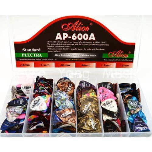 Lots of 600pcs Alice Celluloid Acoustic Electric Guitar Picks Plectrums(Assorted Thickness&Color) Free Shipping WholeSales