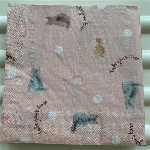Decoupage paper napkins cute tissue vintage towel cartoon animal cat kid boy girl birthday wedding party home beautiful decor 20