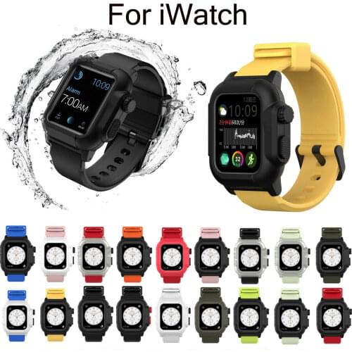 IP68 Waterproof Case For Apple Watch Band iWatch Series 4 5 Silicone Strap Cover Case Set 44mm 40mm Bracelet Accessories