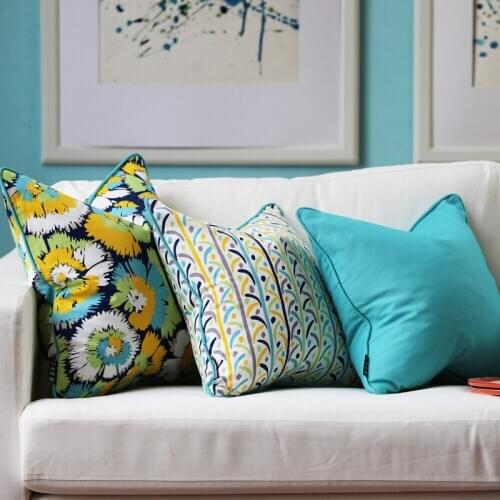 Floral Cushion Cover 50X50 For Safa Home Bedroom Cotton Pillow Case Decorative Blue Boho Cushion Cover 60X60 PillowCase