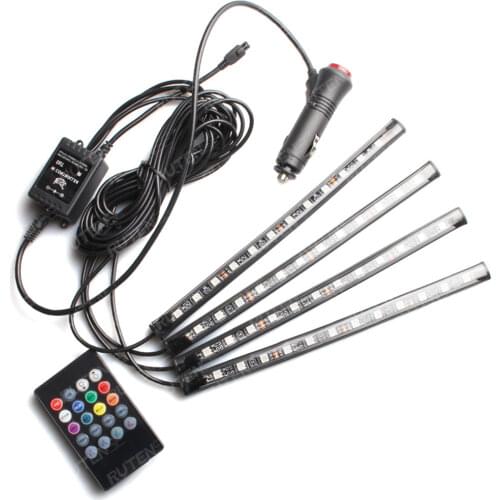 Decorative LED Car Foot Light Ambient Lamp With USB Wireless Remote Music Control Multiple Modes Automotive Interior Lights