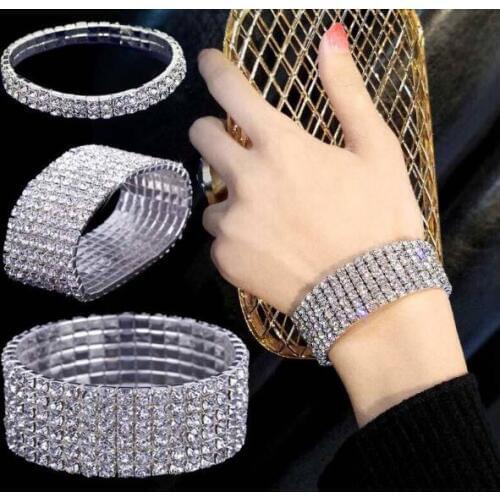 8 Styles Fashion Women Bracelet Crystal Rhinestone Stretch Bracelet Bangle Elastic Party Wedding Bridal Jewelry