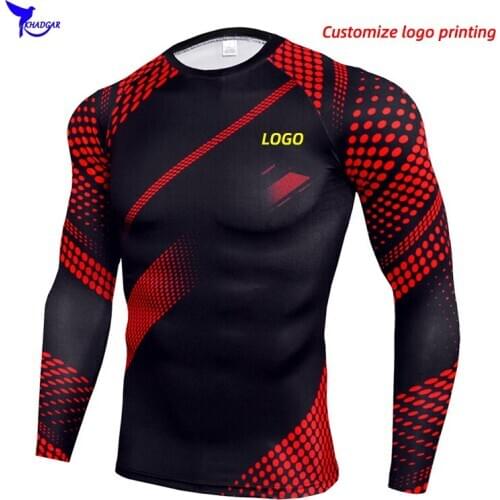 Custom LOGO 3D Printed Rashguard Running T Shirt Men Long Sleeve Compression Gym Fitness Shirts Quick Dry Sportswear Top Tees