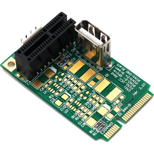 H1111Z Add On Cards Mini PCI-E to PCI Express 1X Riser Adapter 4Pin Power Input Support USB 2.0 Data Transmission Up to 480Mbps