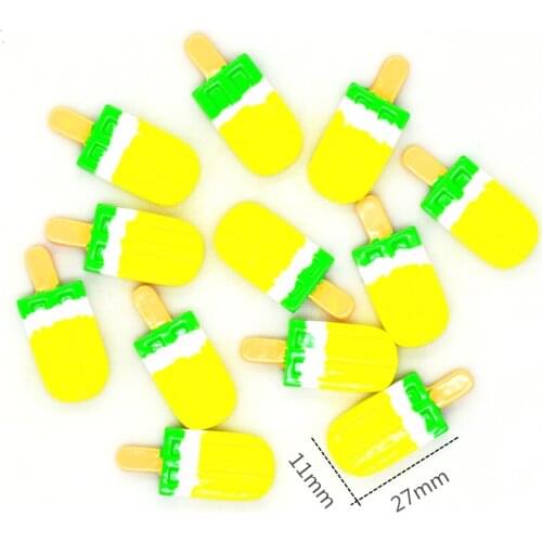 20PCS 27mmX11mm Green-White-Yellow Resin Flatback Lemon Popsicle|Summer Party Decoration Miniatures|Resin ice lolly cabochon