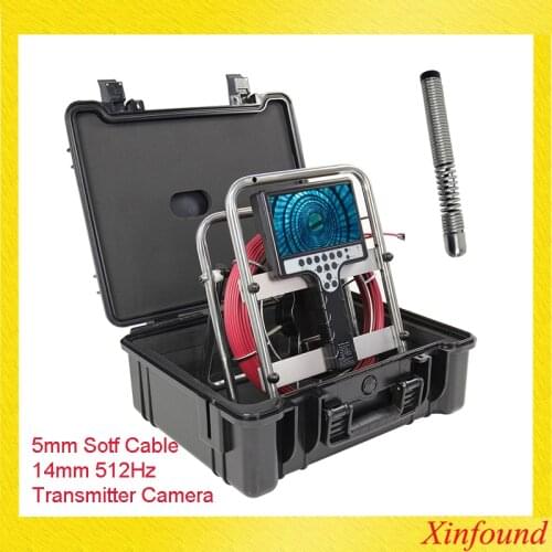 7mm Soft Cable 14mm 512hz Sonde Pipe Sewer Drain Inspection Camera Endoscope Borescope 7'LCD