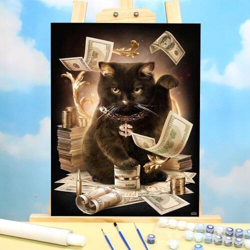 Egypt Cat Animal DIY Paint By Numbers Set Oil Paints 50*70 Canvas Pictures Loft Wall Picture Adults Drawing