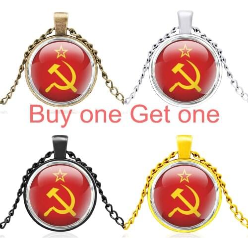 Classic Soviet Communism Cccp Design Glass Dome Ussr Pendant Necklace Jewelry Men Women Accessories Gifts