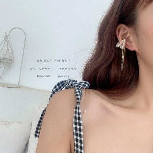 Korea Cute Earring No Piercing Magnet Natural Baroque Pearl for Women W14K Chain Real Gold Vintage Fashion Jewelry 1PC Wholesale