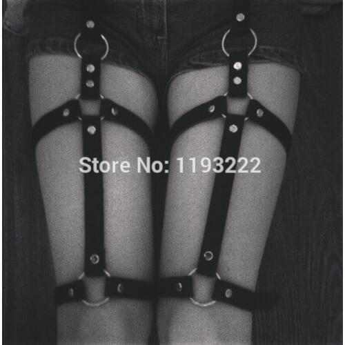 Women Men Bondage Leather Leg Harness Handmade Detachable Leg Ring Belt Garter Belt Suspenders