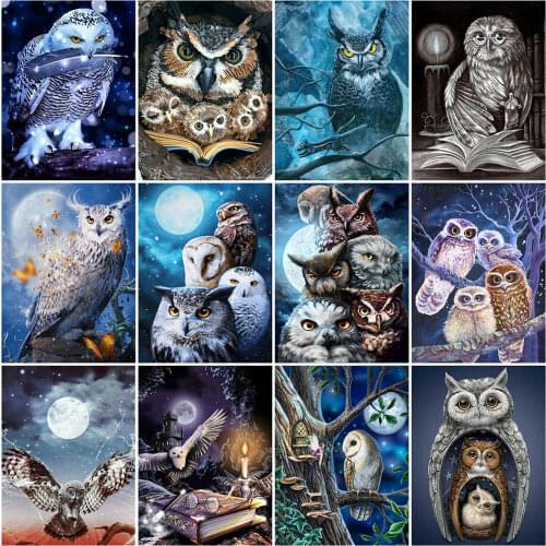 MomoArt DIY Diamond Mosaic Owl Full Drill Square Diamond Painting Animal Cross Stitch Embroidery New Arrival Decor For Home