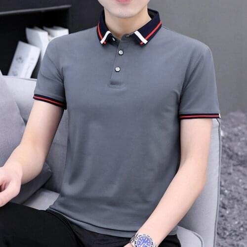 BROWON Summer T Shirt for Man Polo Casual Solid Color Slim Fit Mens Clothing Fashion Turn-Down Collar Plus Size Polo Shirt Men