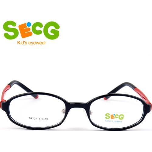 SECG Round Oval Cute Students Kids Glasses Frame Tr90 Solid Flexible Plaid Children Glasses Nose Pads Prescription Eyeglasses