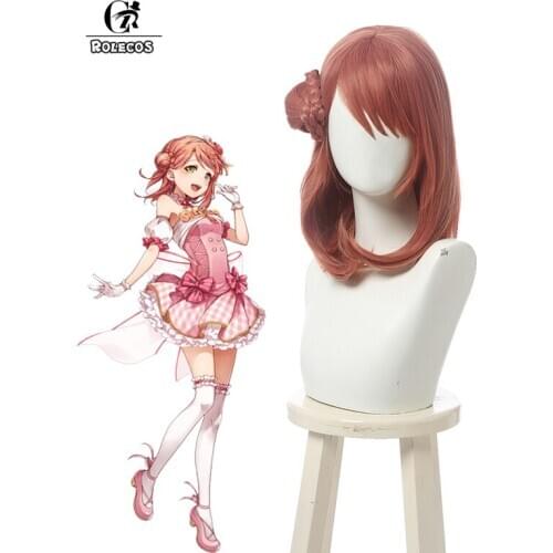 ROLECOS Game Love Live Uehara Ayumu Cosplay Wig Short Hair Cosplay Love Live PDP Uehara Ayumu Reddish Brown 40CM Hair Headwear