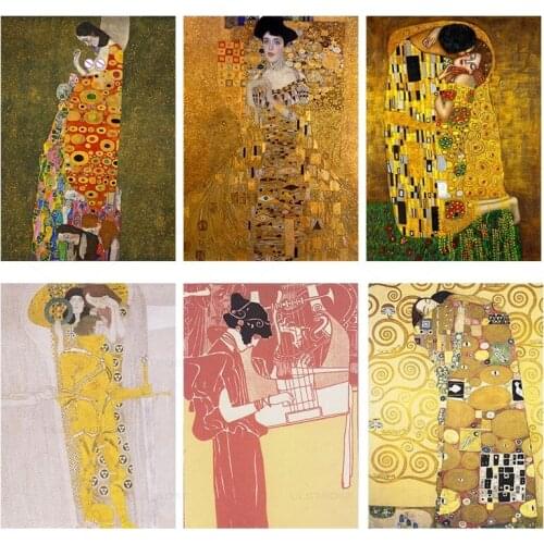 Kiss By Gustav Klimt Oil Painting Canvas Wall Art for Living Room Adele Bloch-Bauers Portrait Paintings Decorative Pictures