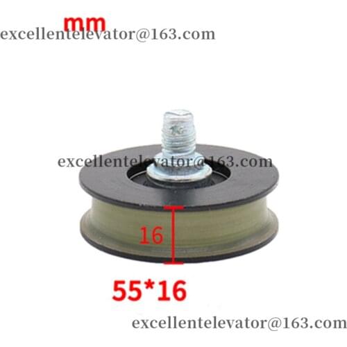 Lift Door Hanger Roller With Shaft Flat Groove M10 OD55mm W16mm Bearing 6201 55x16x6201 1 Pack=5 Pieces