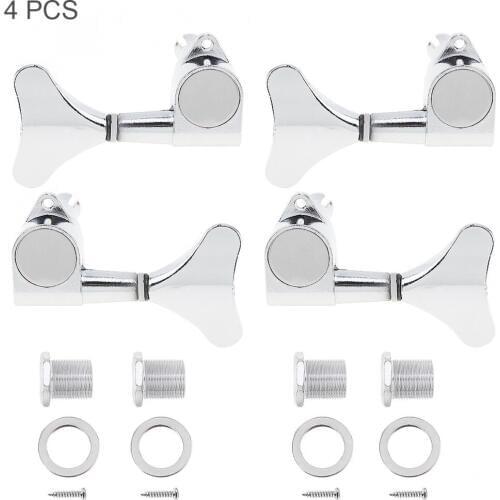 Durable 4pcs Silver Bass Tuning Pegs Tuner 2R+2L All Closed Machine Head for Electric Acoustic Bass
