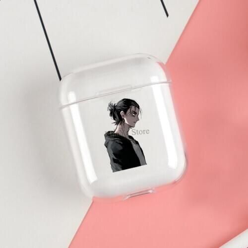 Attack on Titan Eren Jaeger Clear Cases For Apple Airpods 1 2 Earphone Bluetooth Wireless Cover For Airpods 2 1 Coque
